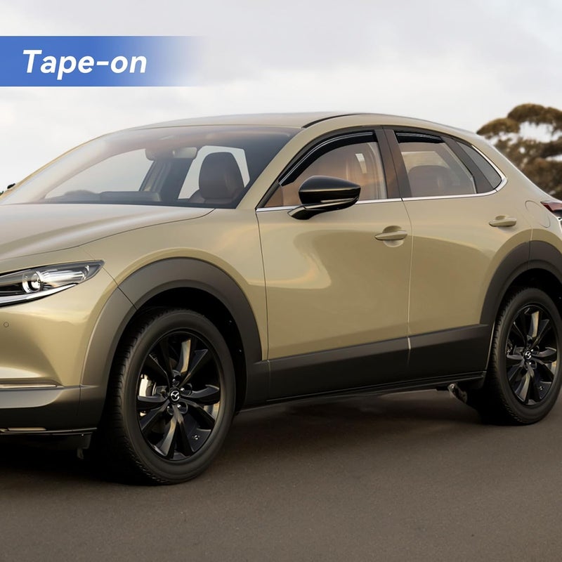 YQAUTEC حواجز المطر للنوافذ لسيارة مازدا CX-30 من 2020-2026، واقيات هواء النوافذ الخارجية لسيارة مازدا CX30 2.5 S Select Sport Preferred Premium Turbo من 20-25 - Image 5